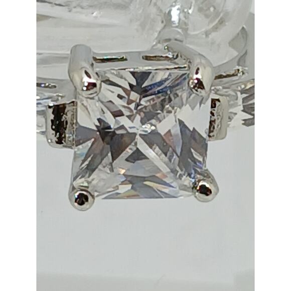 3.5 CT Vintage Princess Cut CZ Engagement Ring Silver Tone White Gold GP Size 10 - Picture 14 of 16